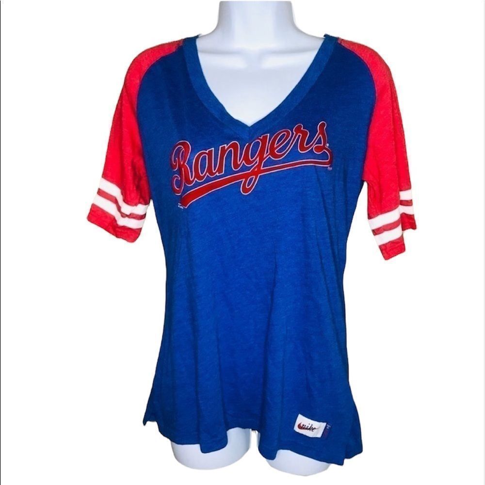 Nike Texas Rangers V-Neck Baseball Tee L